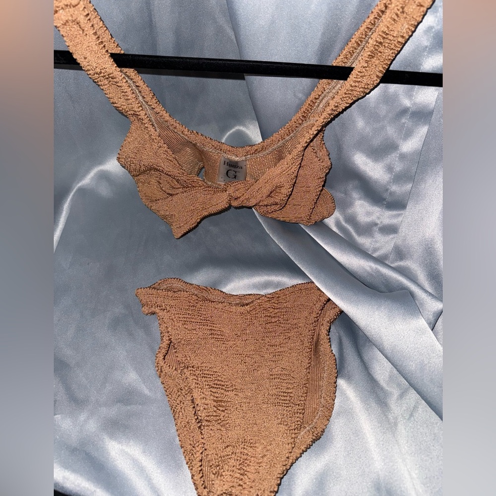 Hunza G Tan Ribbed Bikini Swimwear